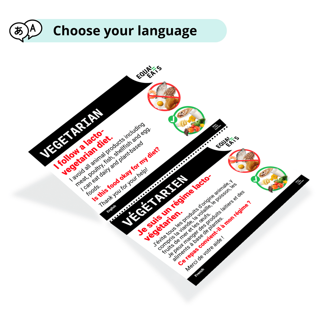 Lacto Vegetarian Diet Translation Cards