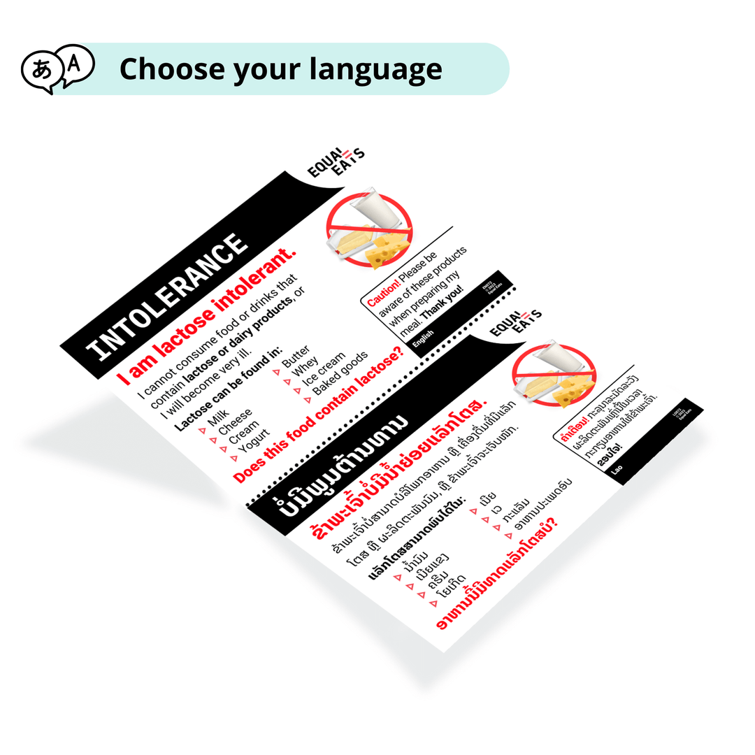 Lactose Intolerance Translation Cards