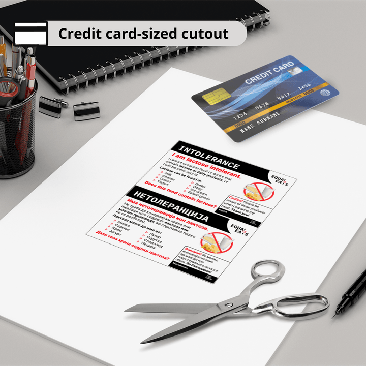Lactose Intolerant Travel Card