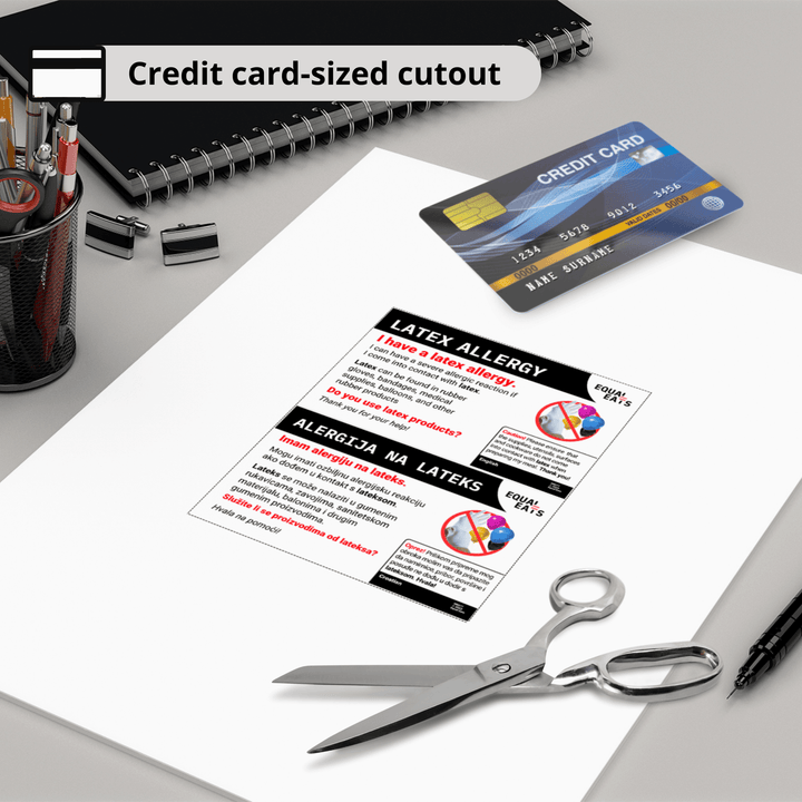 Latex Allergy Travel Card, Equal Eats
