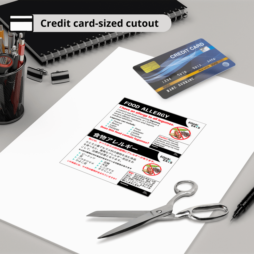 Legume Allergy Travel Card