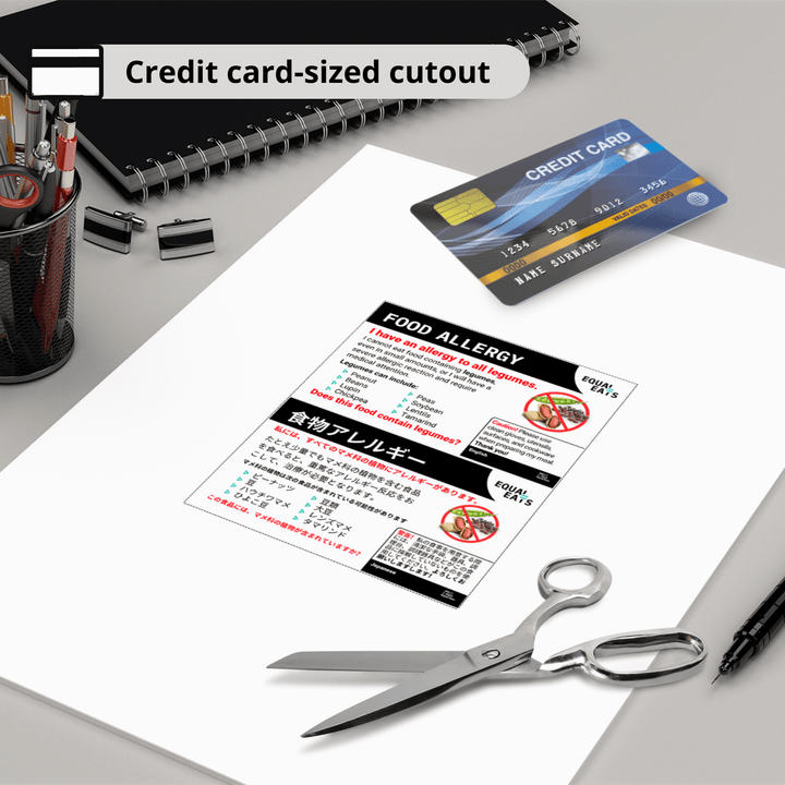 Legume Allergy Travel Card