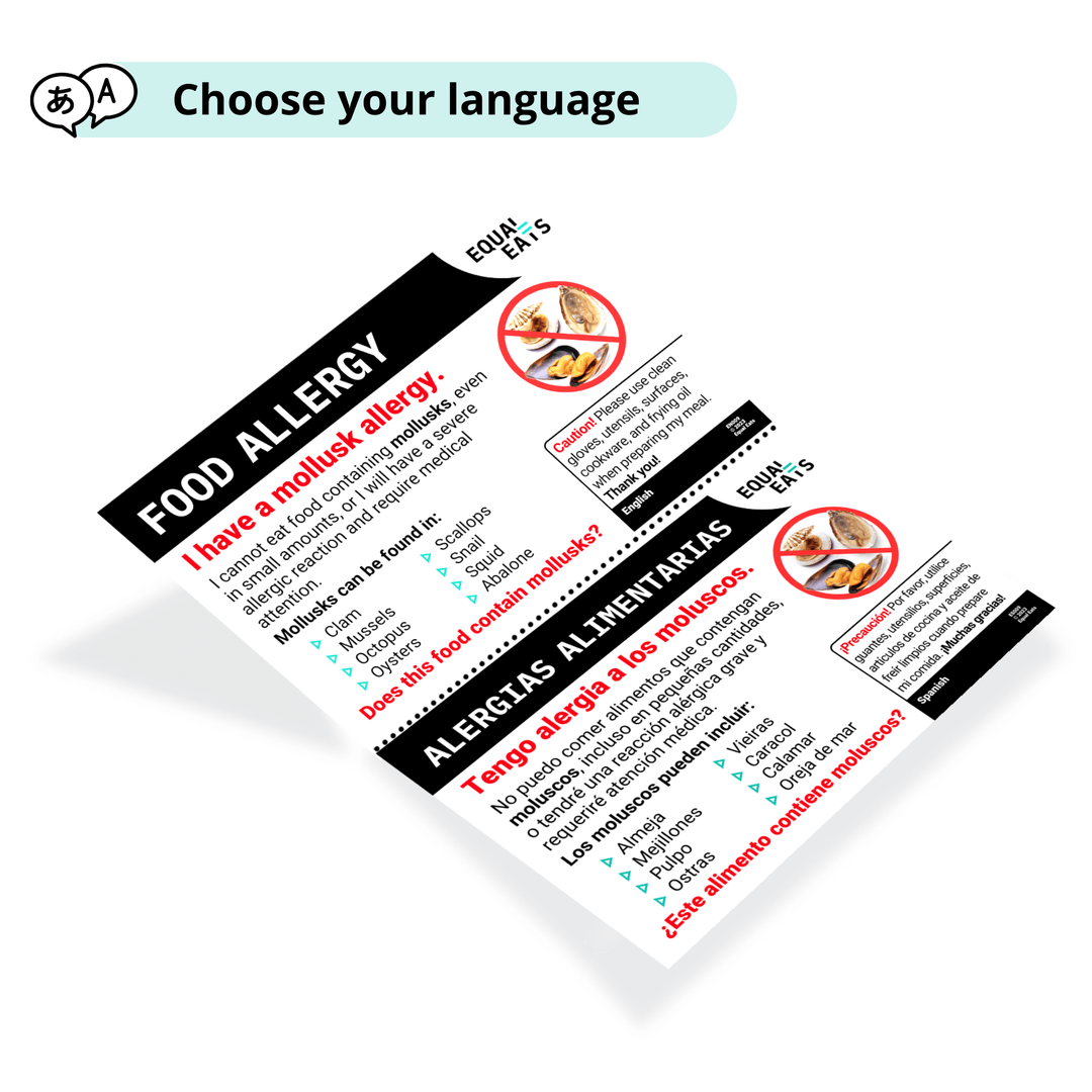 Mollusk Mollusc Allergy Translation Card