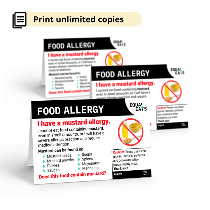 Mustard Allergy Alert Cards