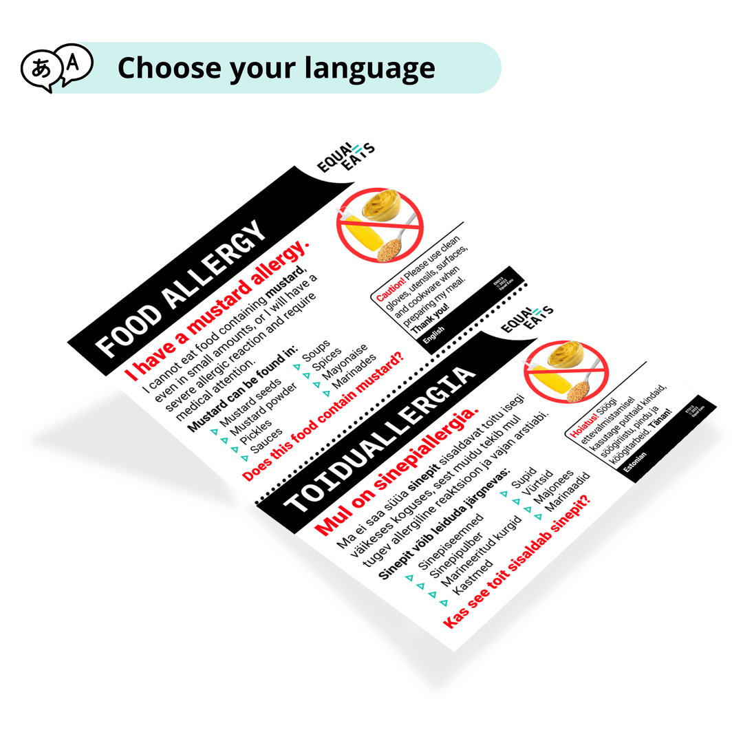 Mustard Allergy Translation Cards