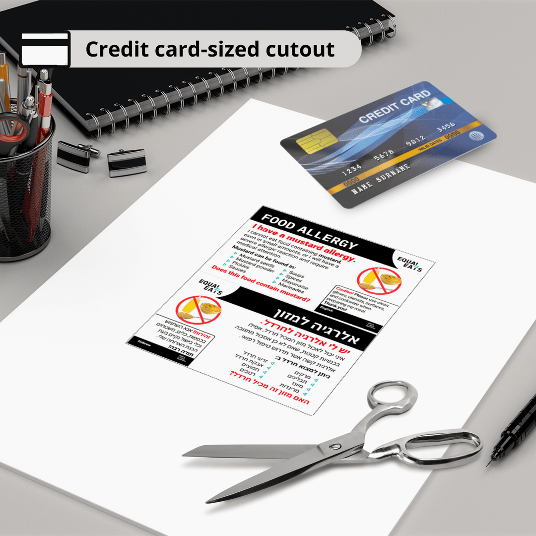 Mustard Allergy Travel Restaurant Card