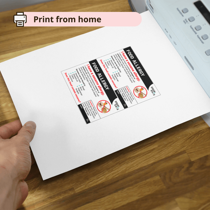 Free Sesame Allergy Card in English (Printable)