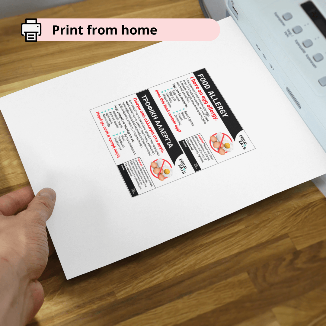 Printable Egg Allergy Chef card