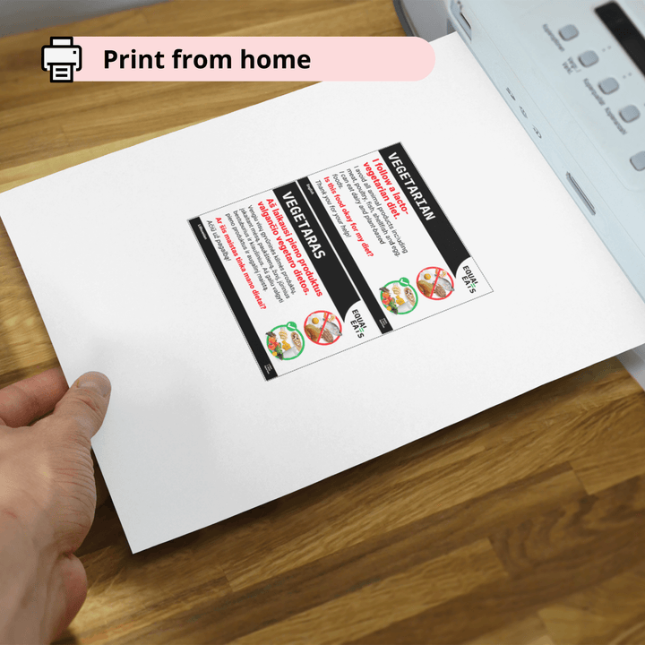 Printable Lacto Vegetarian Chef Card
