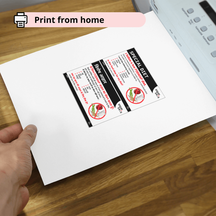 Printable Low FODMAP Diet Chef Card