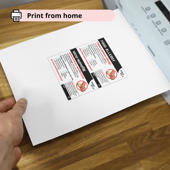 Printable Peanut Allergy Card