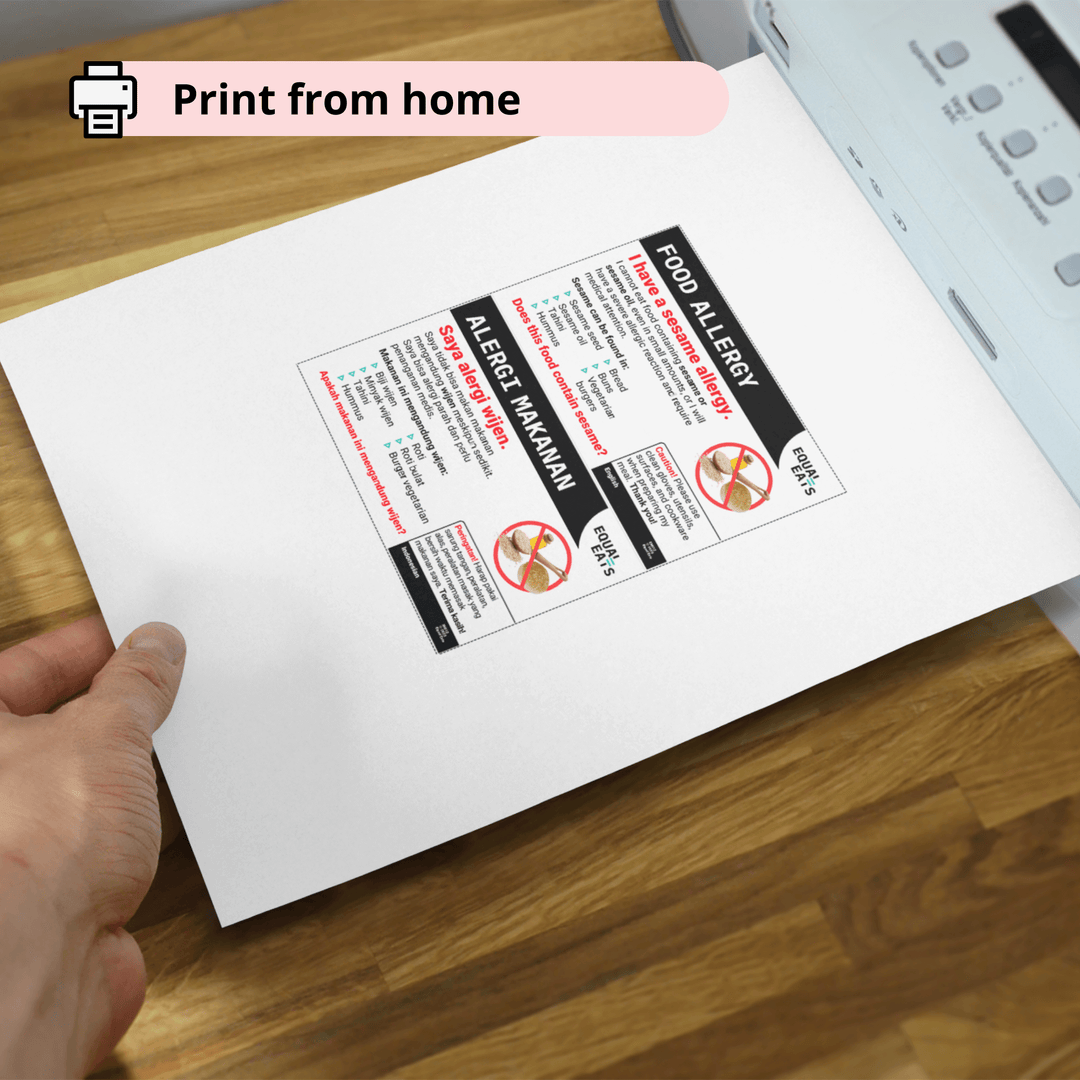 Printable Sesame Allergy Chef Card
