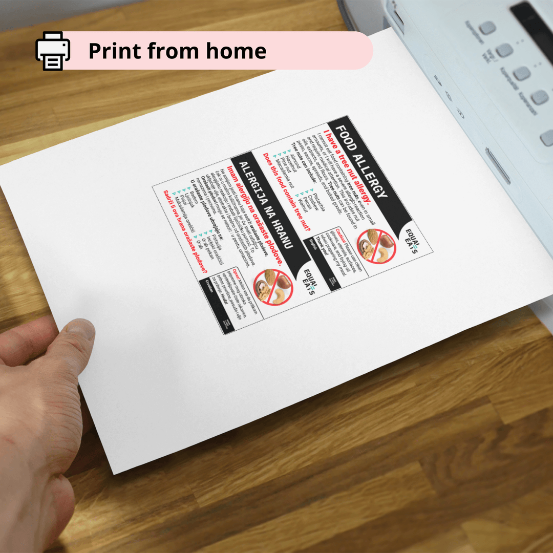 Printable Tree Nut Allergy Chef Card