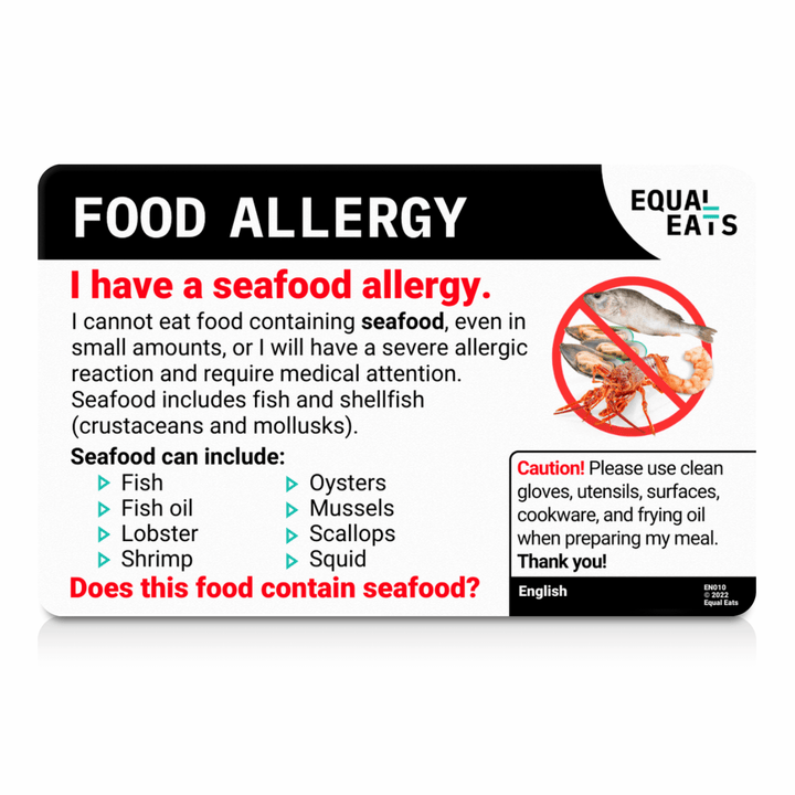 Croatian Seafood Allergy Card