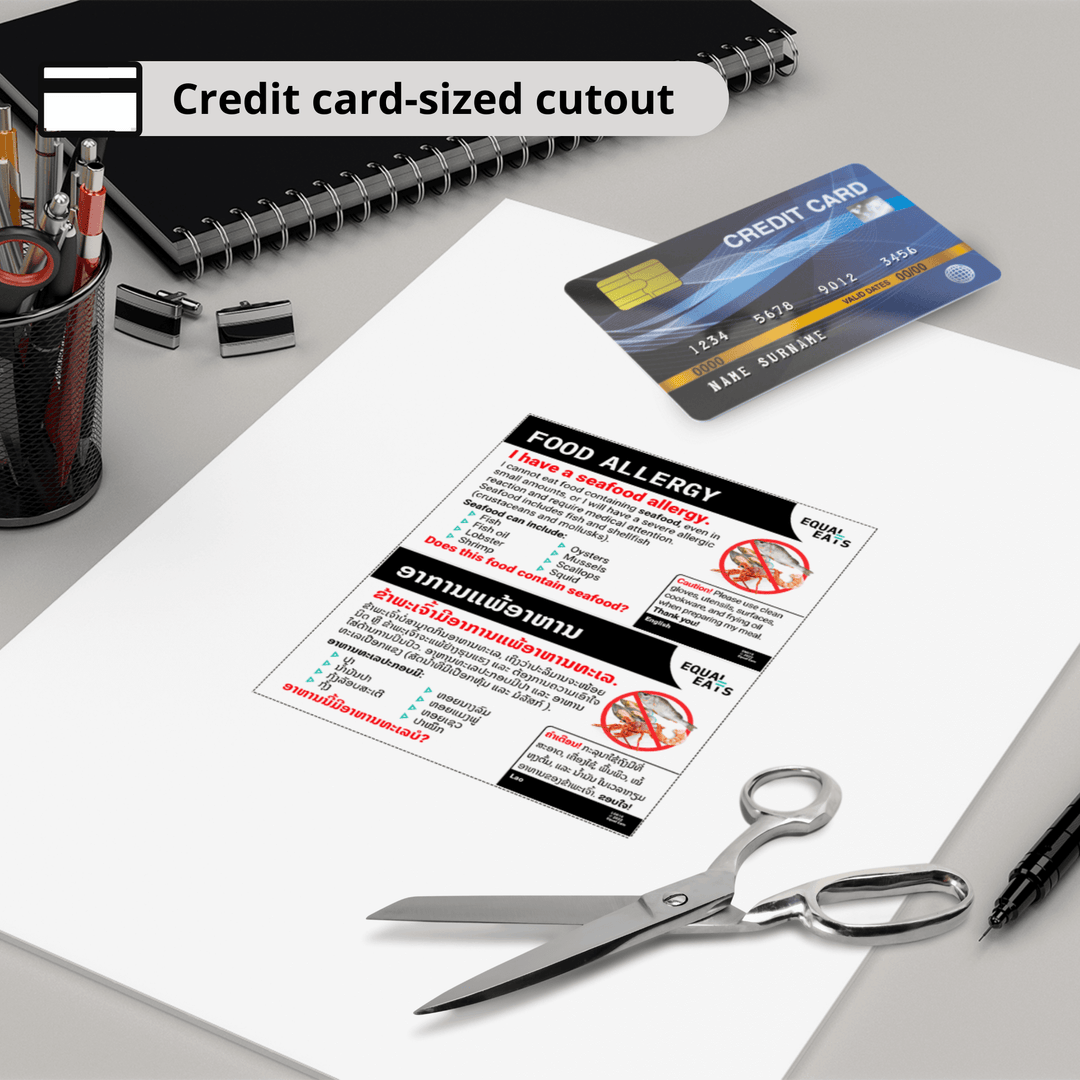 Seafood Allergy Travel Card