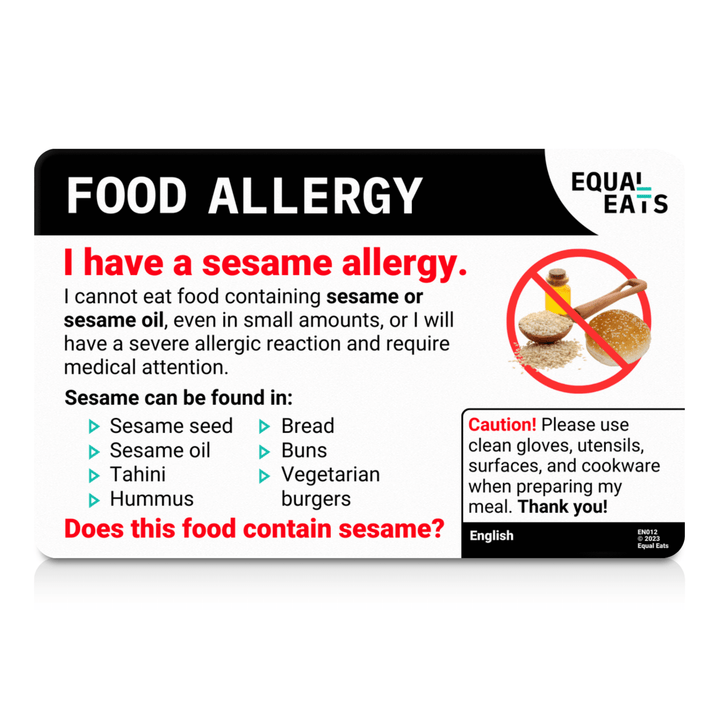Czech Sesame Allergy Card