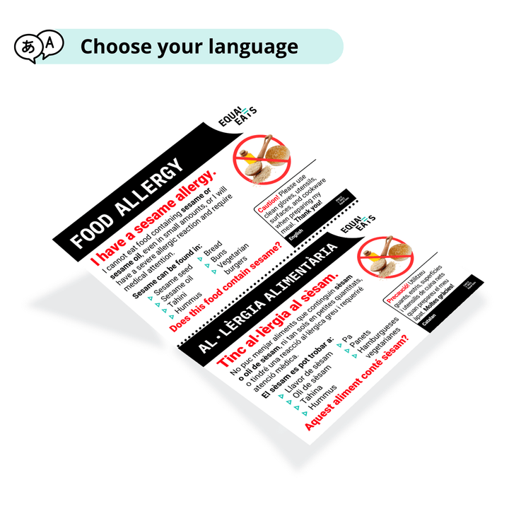 Sesame Allergy Translation Cards