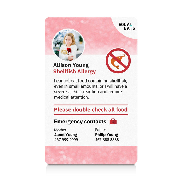 Sparkle Shellfish Allergy ID Card (EqualEats)