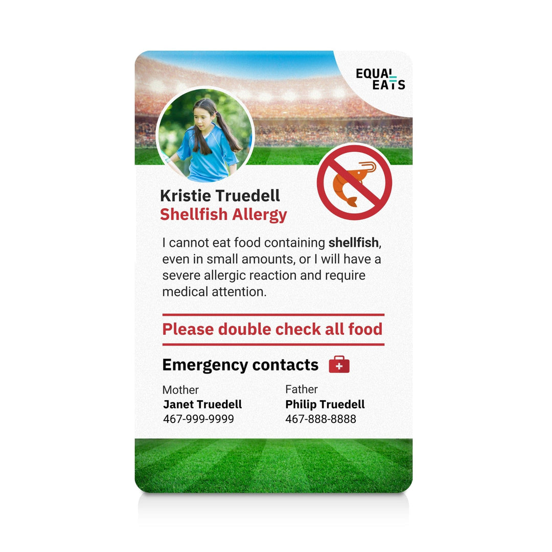 Sports Shellfish Allergy ID Card (EqualEats)