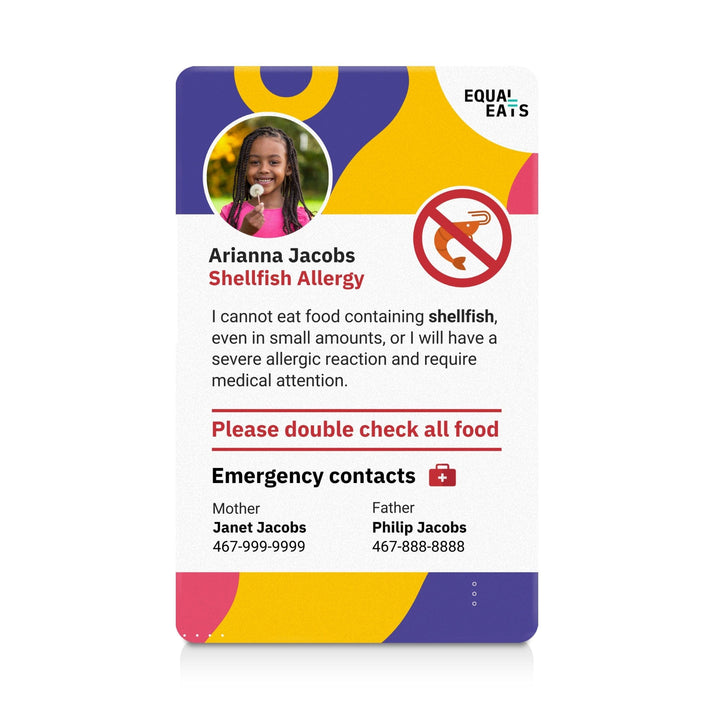 Waves Shellfish Allergy ID Card (EqualEats)