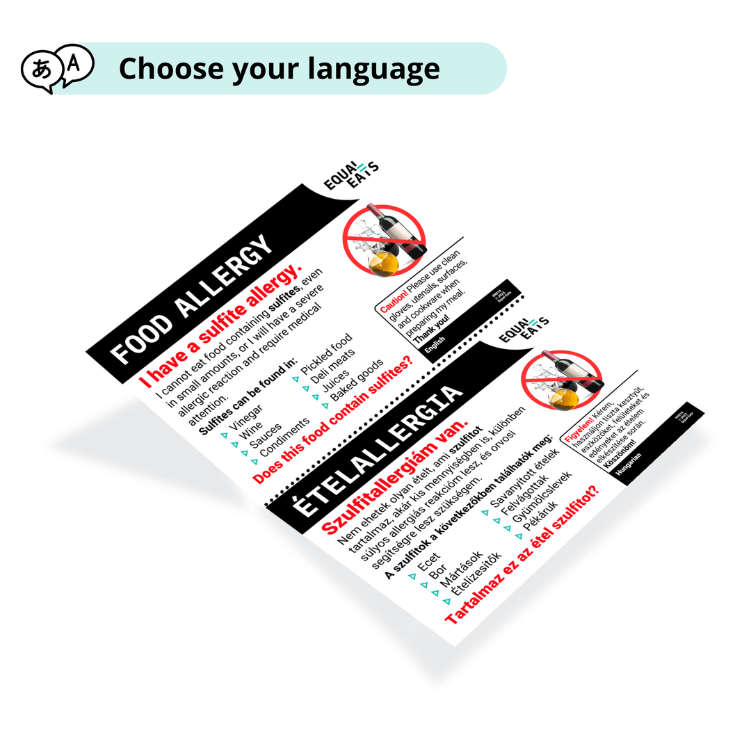 Sulfite Allergy Translation Cards