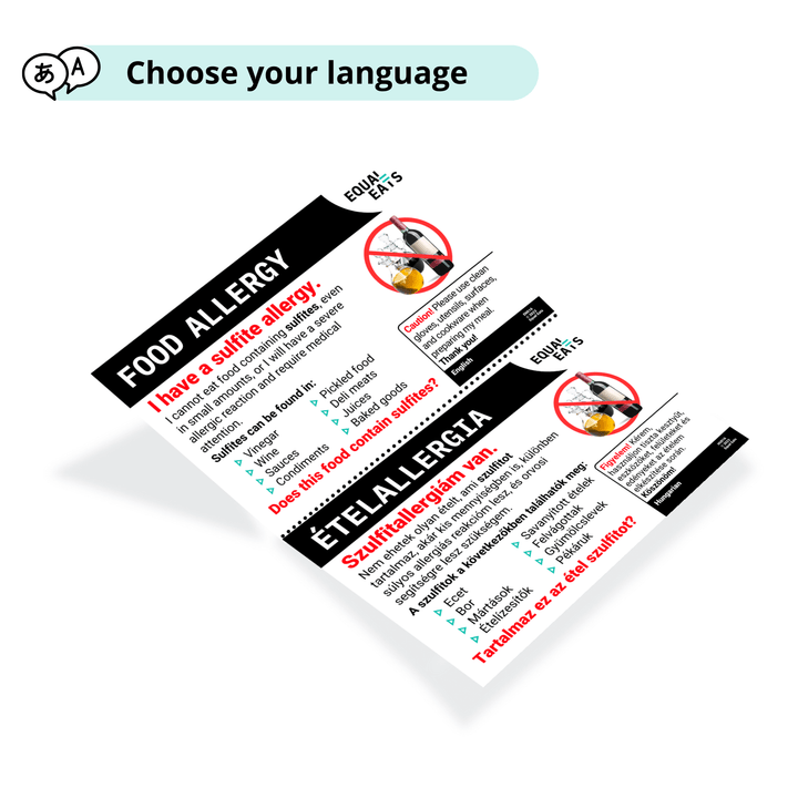 Sulfite Allergy Translation Cards
