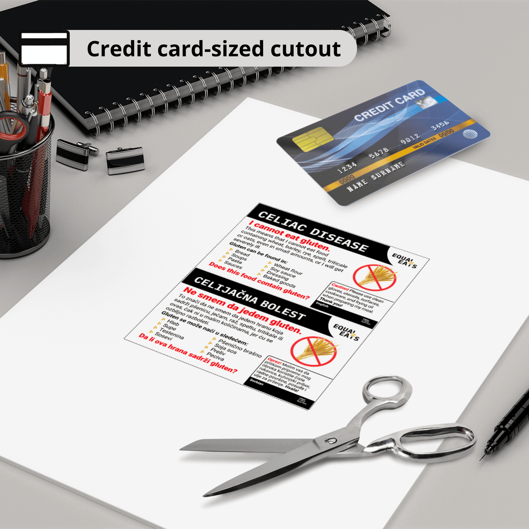 Printable Celiac Card in Arabic (Instant Download)