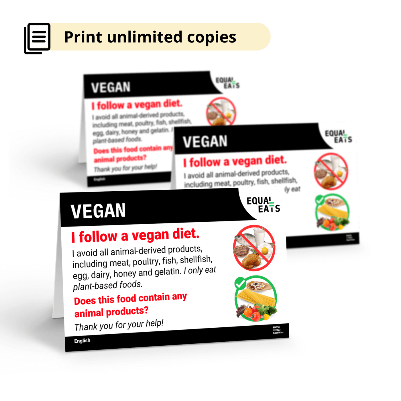 Vegan Diet Dining Cards