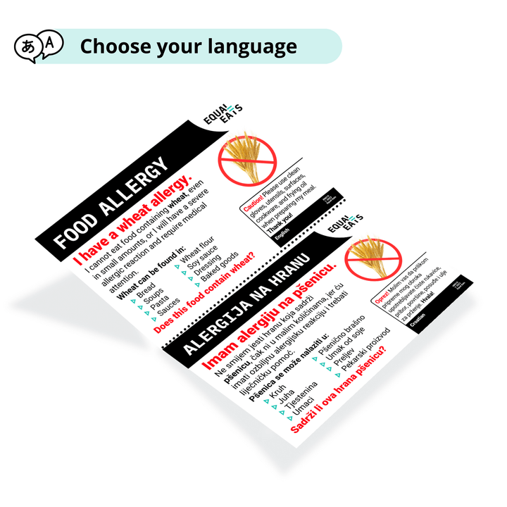 Wheat Allergy Translation Cards Equal East