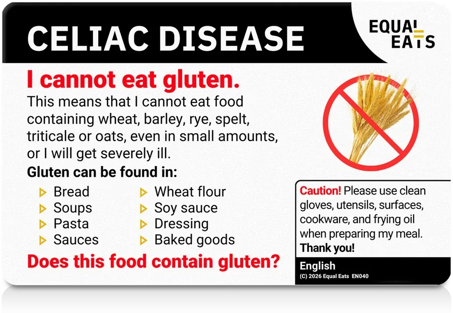 Celiac Disease plastic translation card