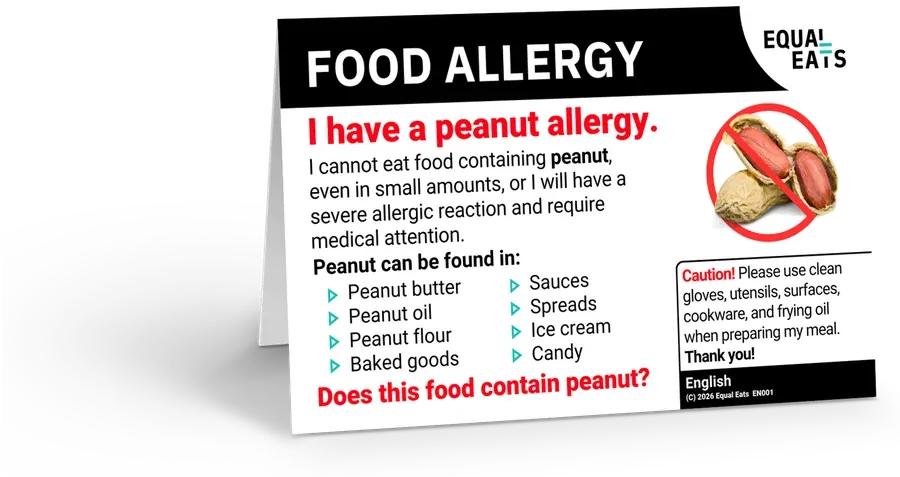 Peanut Allergy printable card (PDF)