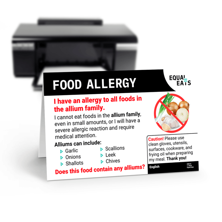 Free Allium Allergy Card in English (Printable)