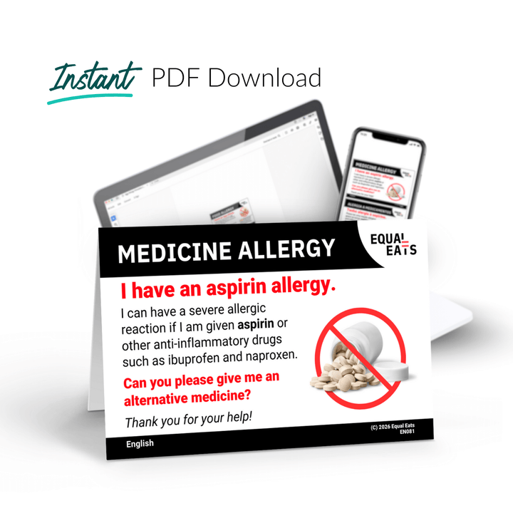 Printable Aspirin Allergy Card (PDF Download)
