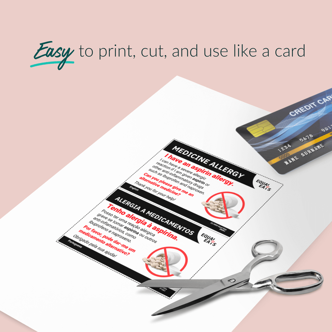 Printable Aspirin Allergy Card (PDF Download)