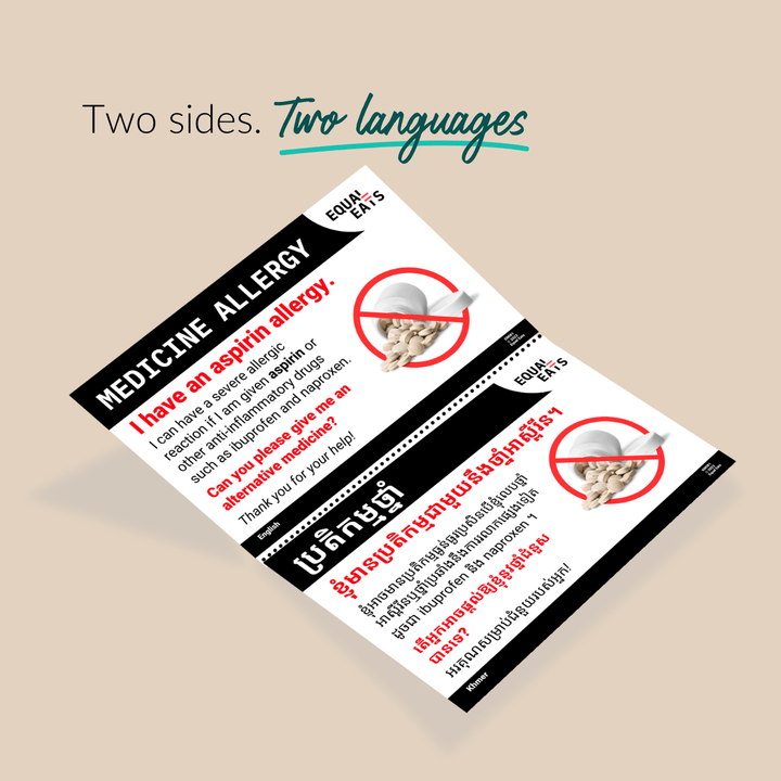 Printable Aspirin Allergy Card (PDF Download)