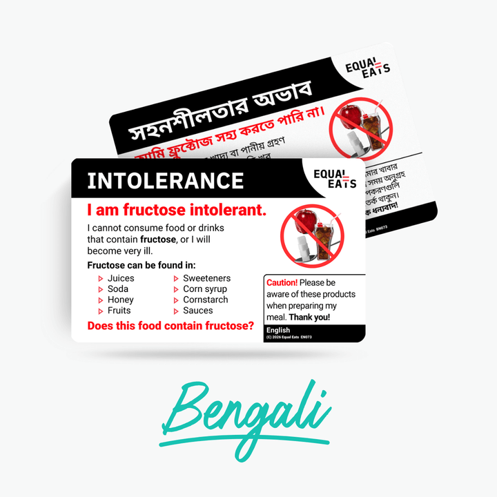 Bengali Fructose Intolerance Card