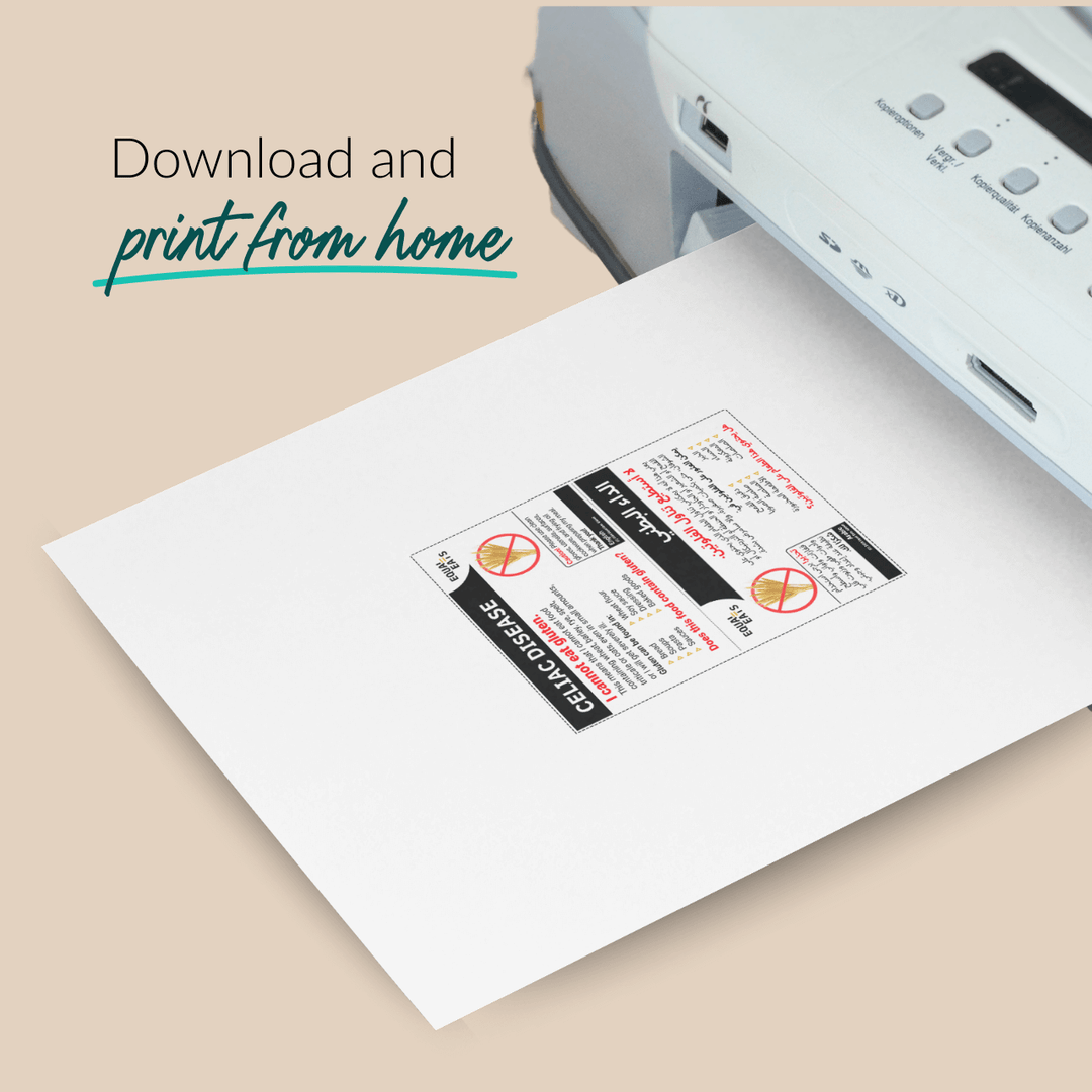 Printable Celiac Card in Thai (Instant Download)