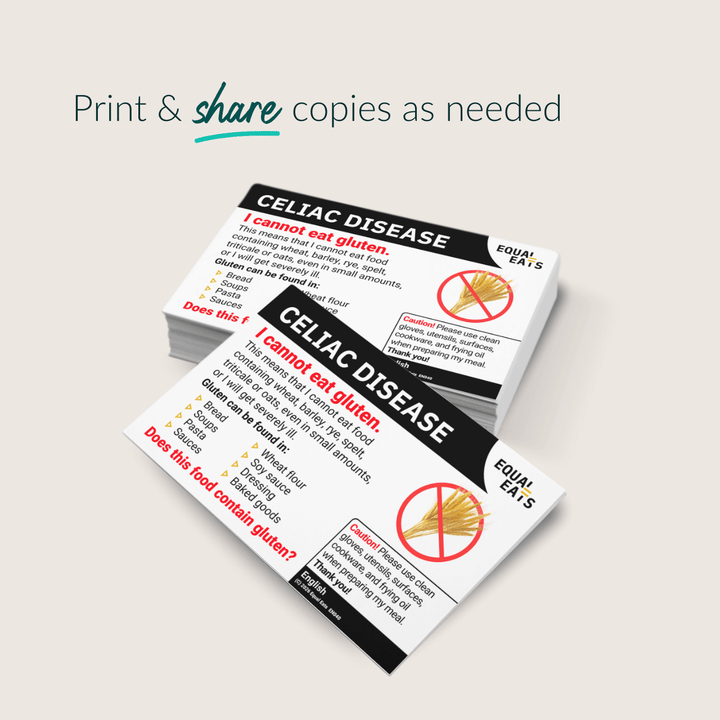 Celiac Disease Printable Card (PDF Download)