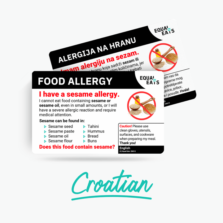 Croatian Sesame Allergy Card