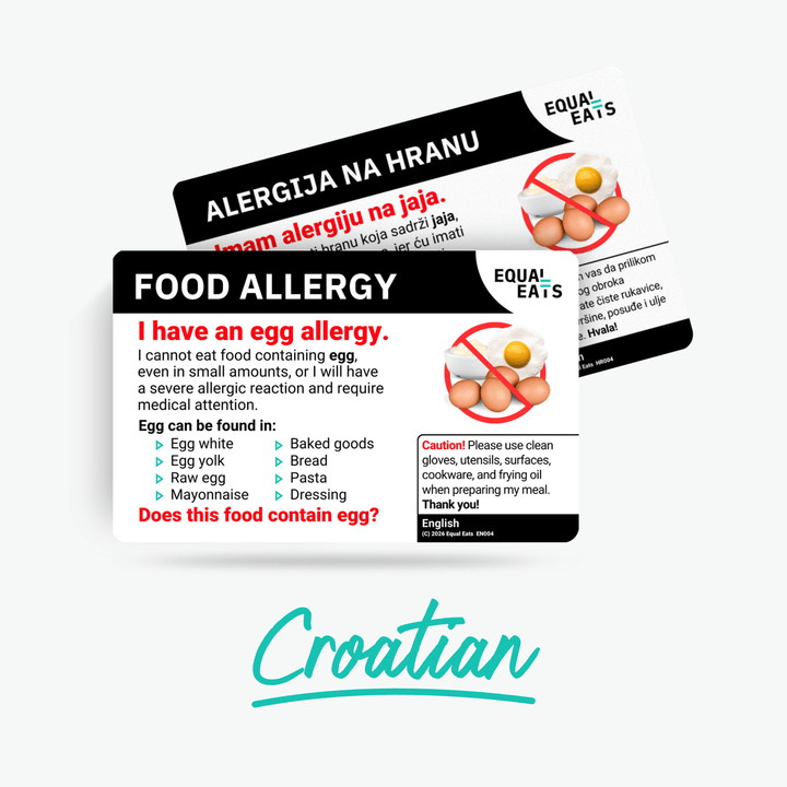 Croatian Egg Allergy Card