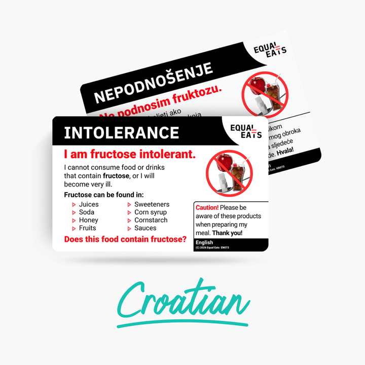 Croatian Fructose Intolerance Card