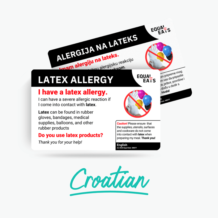 Croatian Latex Allergy Card