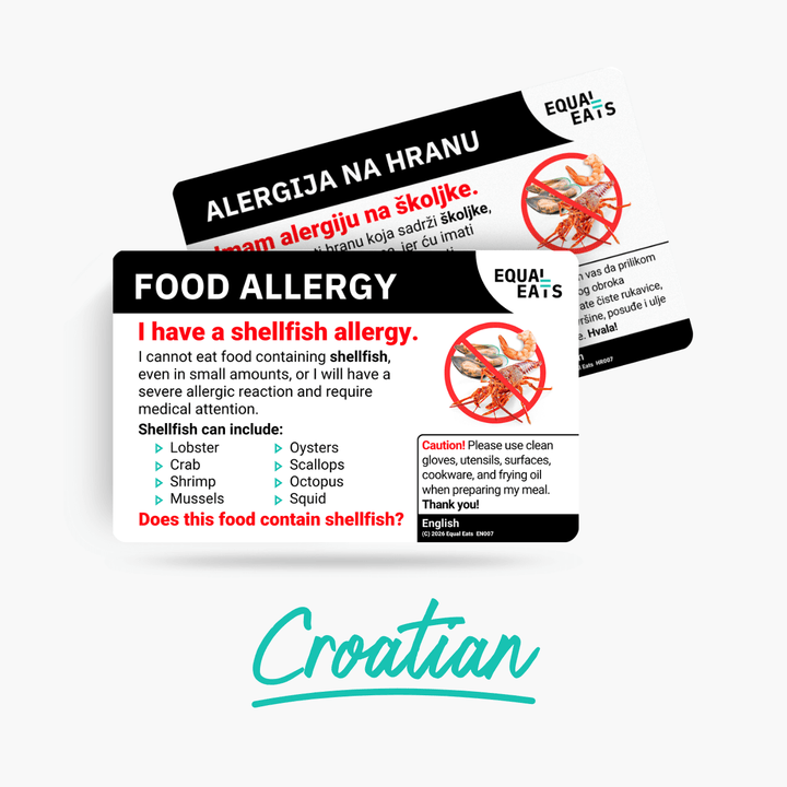 Croatian Shellfish Allergy Card