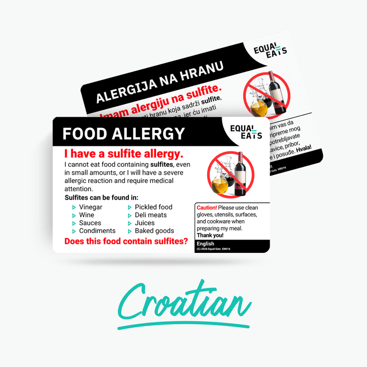 Croatian Sulfite Allergy Card