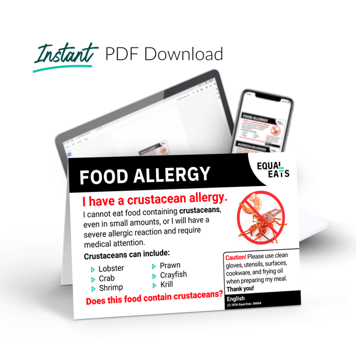 Crustacean Allergy Printable Card (PDF Download)