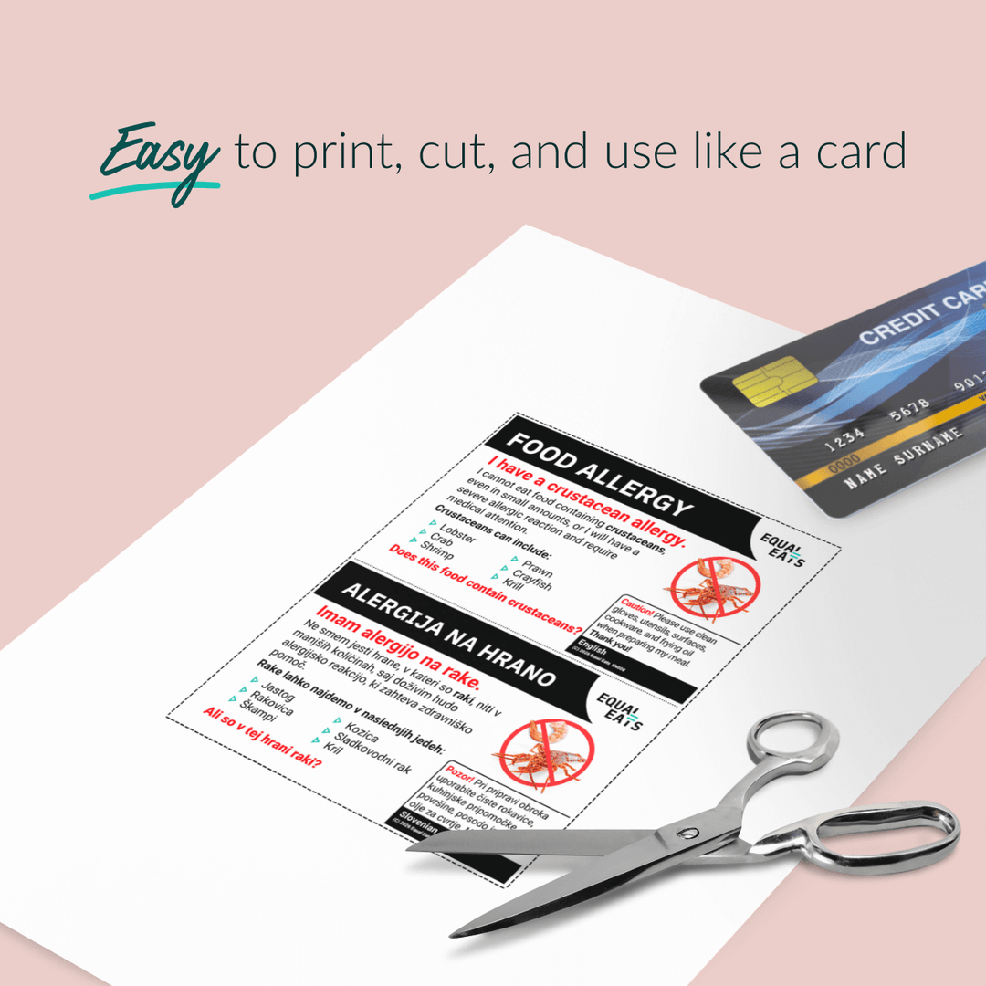 Crustacean Allergy Printable Card (PDF Download)