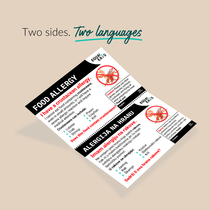 Crustacean Allergy Printable Card (PDF Download)