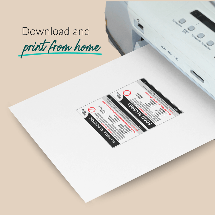 Printable Customized Food Allergy Card (PDF Download)