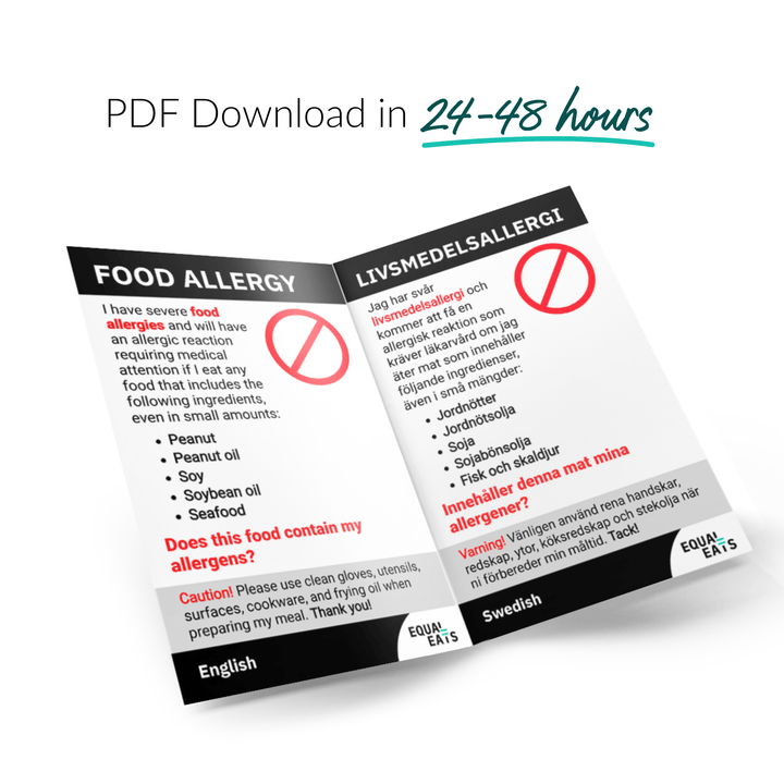 Printable Customized Food Allergy Card (PDF Download)