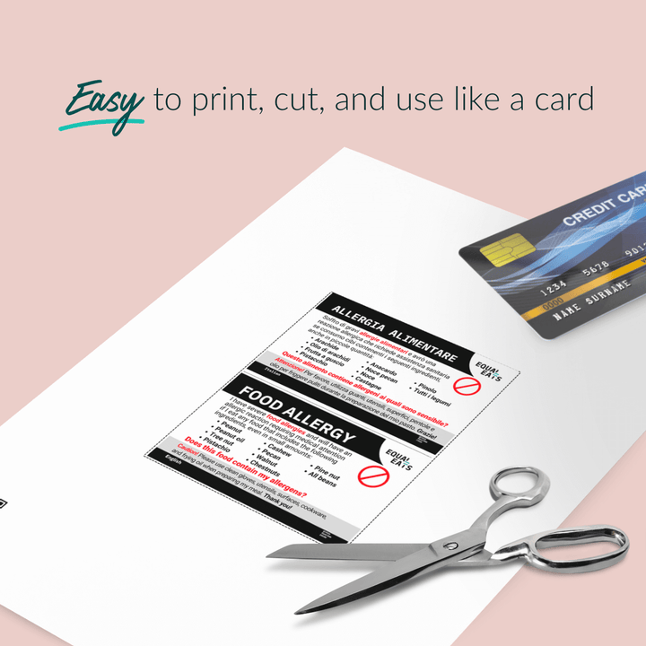 Printable Customized Food Allergy Card (PDF Download)